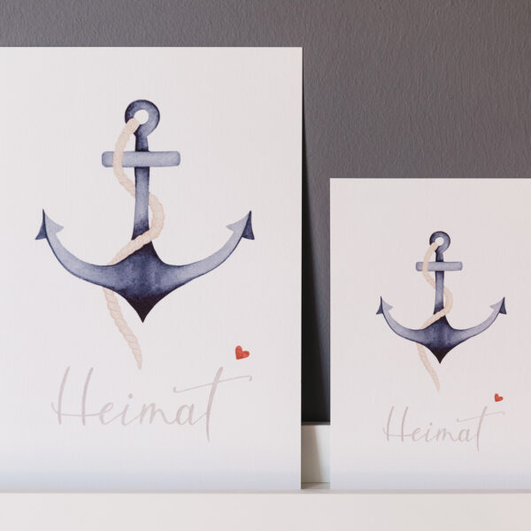 FineArt-Print „Heimat“ mit Anker-Illustration, DIN A4 und DIN A5