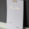 Geburtstagskalender mit goldener Heißfolienprägung, ewiger Kalender, Monat Dezember, glänzend